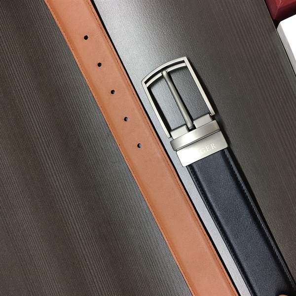 Thắt lưng da cao cấp khoá xoay bạc 3.2cm