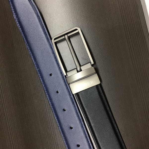 Thắt lưng da cao cấp khoá xoay bạc 3.2cm