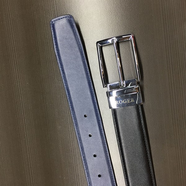 Thắt lưng da cao cấp khoá xoay bạc 3.2cm