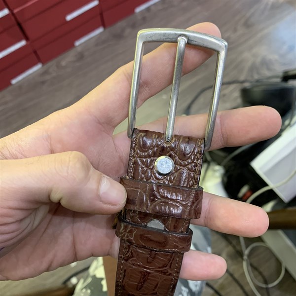 Thắt lưng da cao cấp mặt bạc 3.2 dập vân