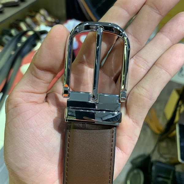 Thắt lưng da cao cấp mặt bạc 3.5cm-RB59