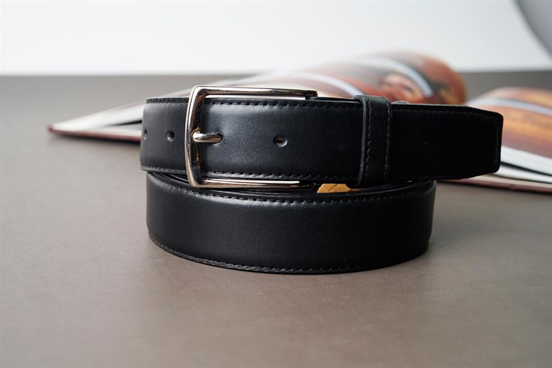 Thắt lưng da cao cấp mặt bạc 3,2cm-RB-D32