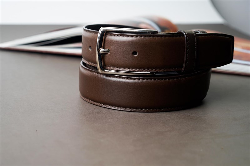 Thắt lưng da cao cấp mặt bạc 3,2cm-RB-N32