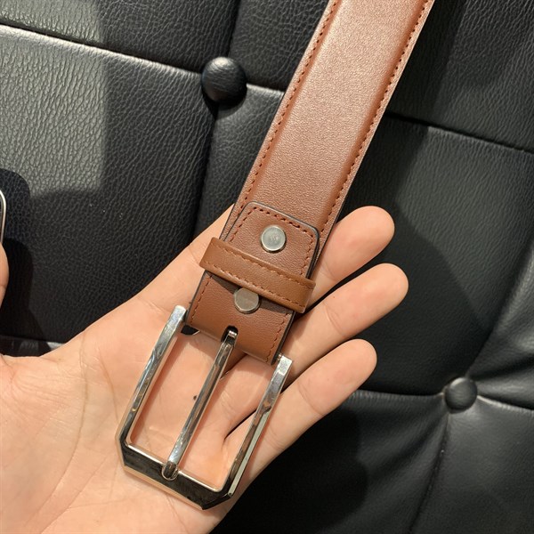 Thắt lưng da cao cấp mặt bạc 3,2cm-RB11