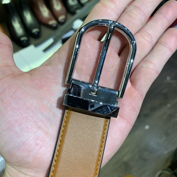 Thắt lưng da cao cấp mặt bạc 3,2cm-RB66